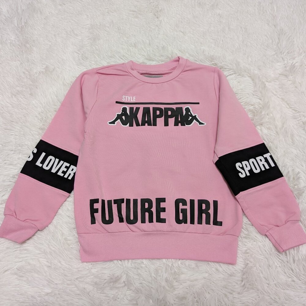 Kappa Girls Pink Crew Neck Pullover Loopknit Long Sleeve Sweatshirt NWOT